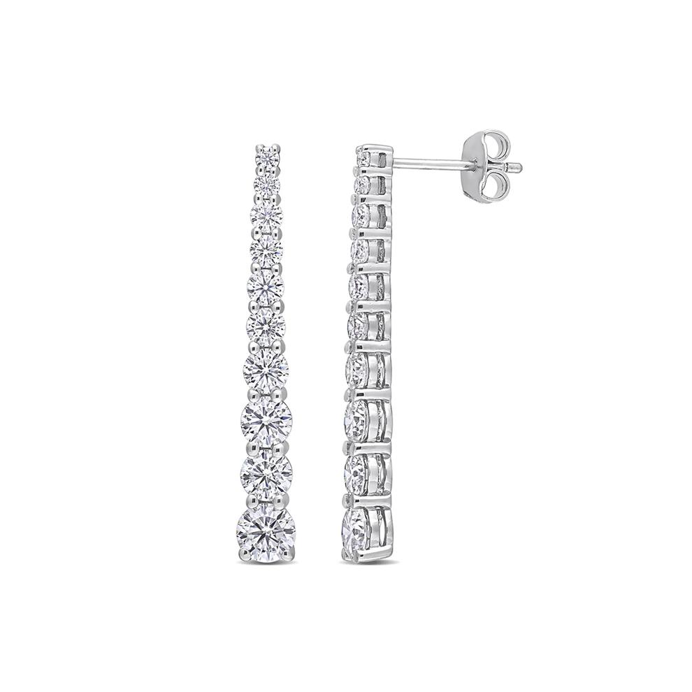 Moissanite Linear Earrings in Sterling Silver (2 3/4 ct. dew) – Image 1 of 2