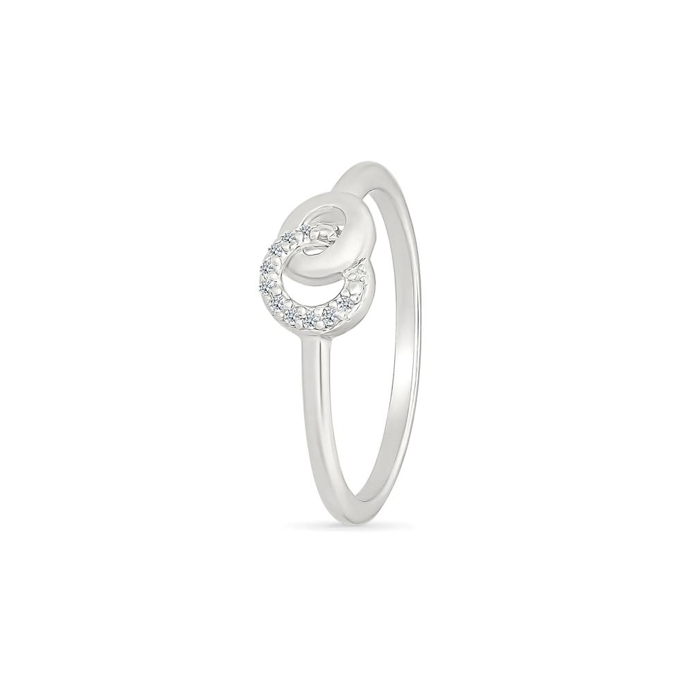 Diamond Accent Interlocking Circle Pinky Ring in Sterling Silver – Image 4 of 5