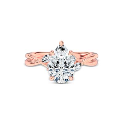 Lab Grown Diamond Pear-Shaped Twist-Shank Engagement Ring in 14K Rose Gold (2 1/8 ct. tw.)