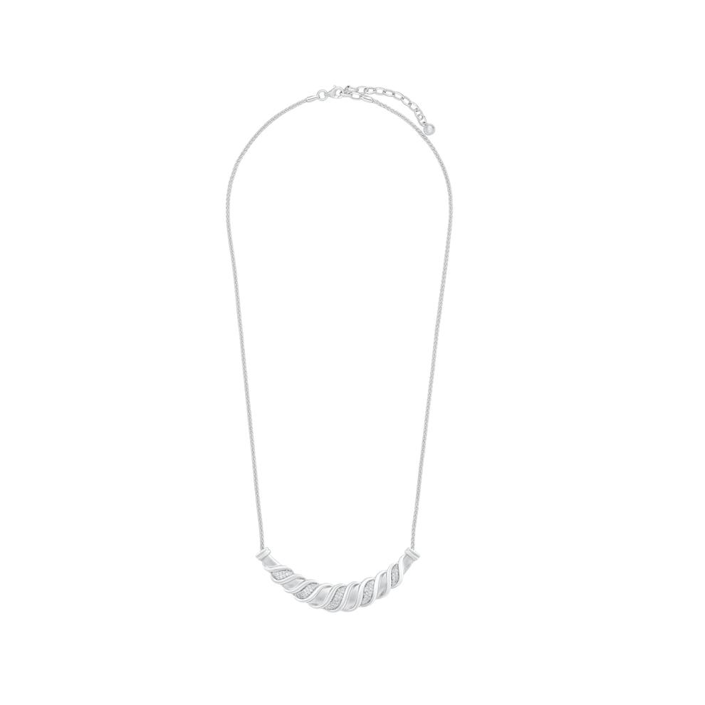 Diamond Twisted Frontal Necklace in Sterling Silver (1/4 ct. tw.) – Image 3 of 4