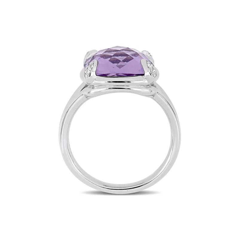 Cushion-Cut Amethyst &amp; White Topaz Ring in Sterling Silver – Image 2 of 3