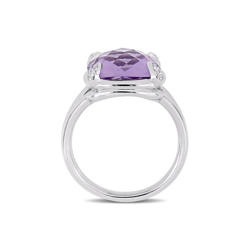 Cushion-Cut Amethyst &amp; White Topaz Ring in Sterling Silver – Image 2 of 3