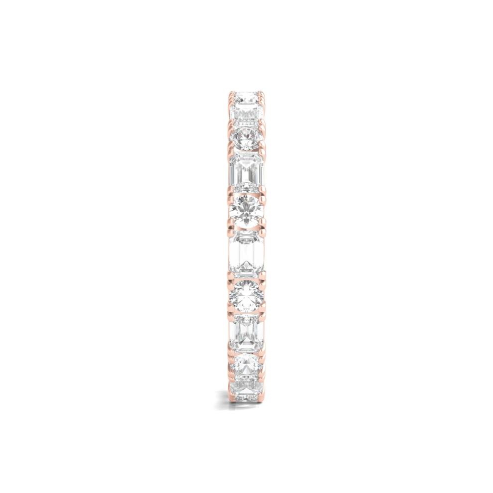 Round and Emerald-Cut Diamond Thin Eternity Band in 14k Rose Gold (1 1/2ct. tw.) – Image 3 of 3