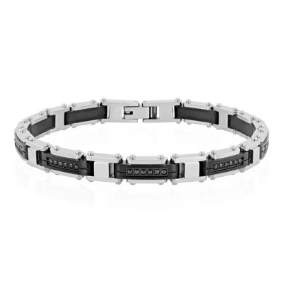 Men's Black Diamond Link Bracelet in Black Ion-Plated Stainless Steel, 8.5" (1/2 ct. tw.)