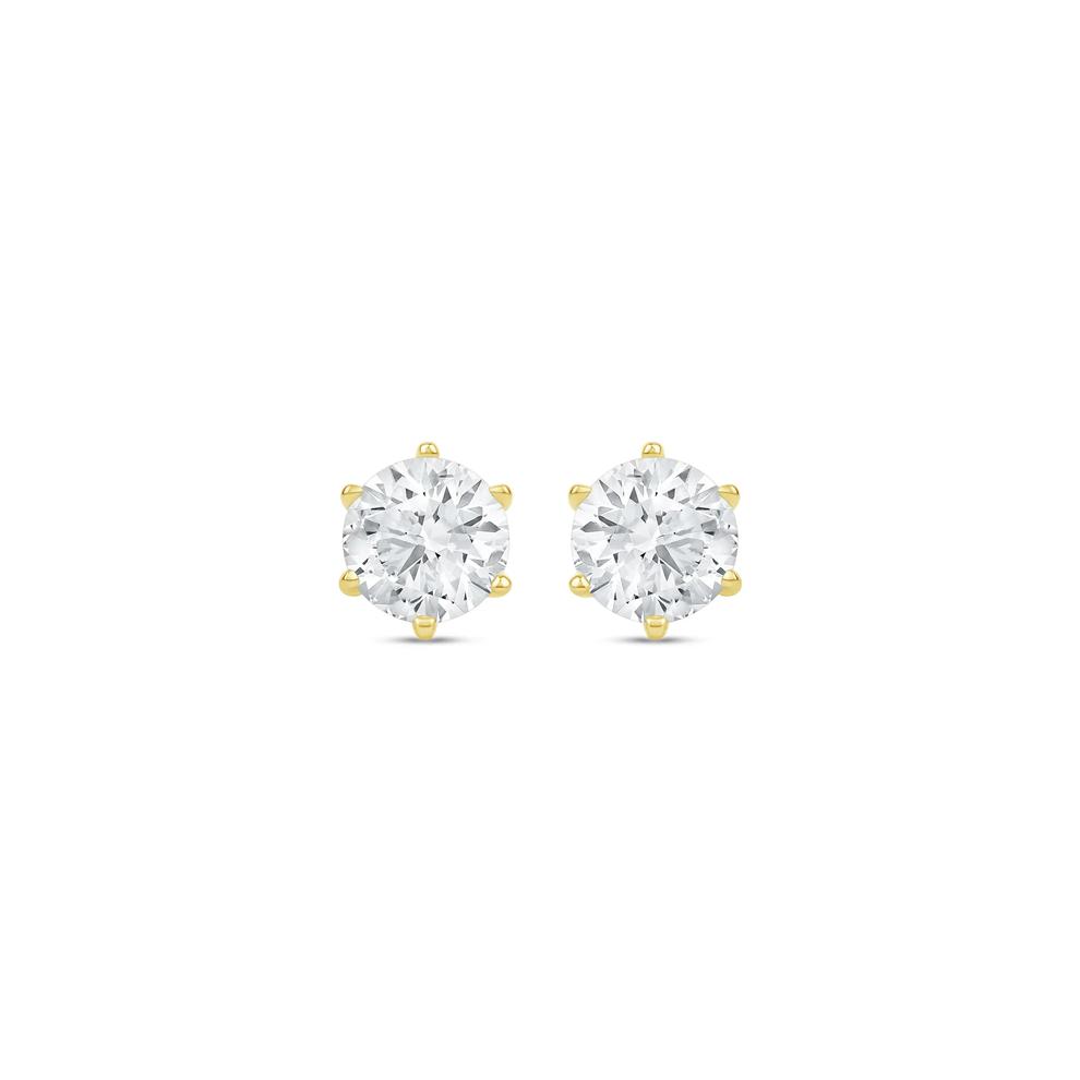Lab Grown Diamond Round Solitaire Stud Earrings in 14K Yellow Gold (3 ct. tw.) – Image 2 of 3