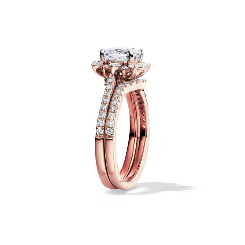 Valentina Cushion-Cut Lab Grown Diamond Halo Bridal Set in 14K Rose Gold &#40;2 1/4 ct. tw.&#41; – Image 3 of 7