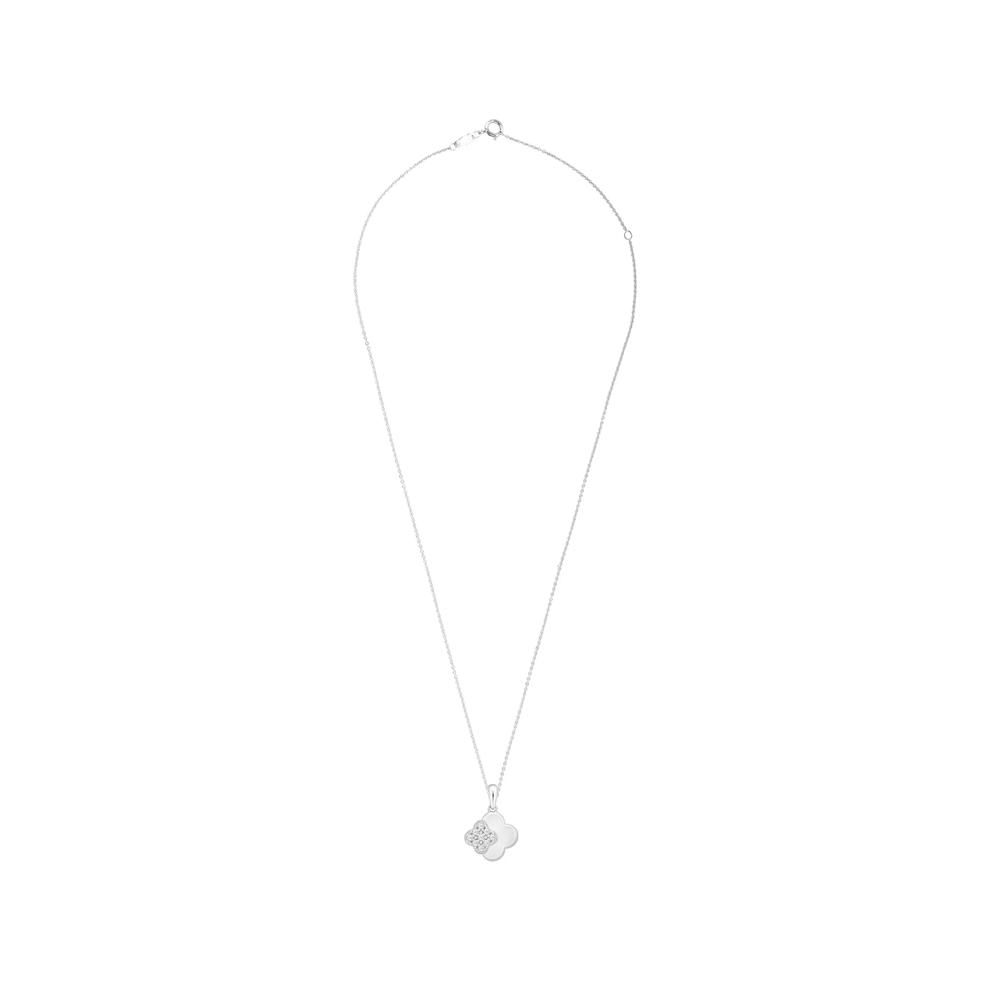 Diamond Clover Pendant Necklace in Sterling Silver, 18" (1/10 ct. tw.) – Image 2 of 4