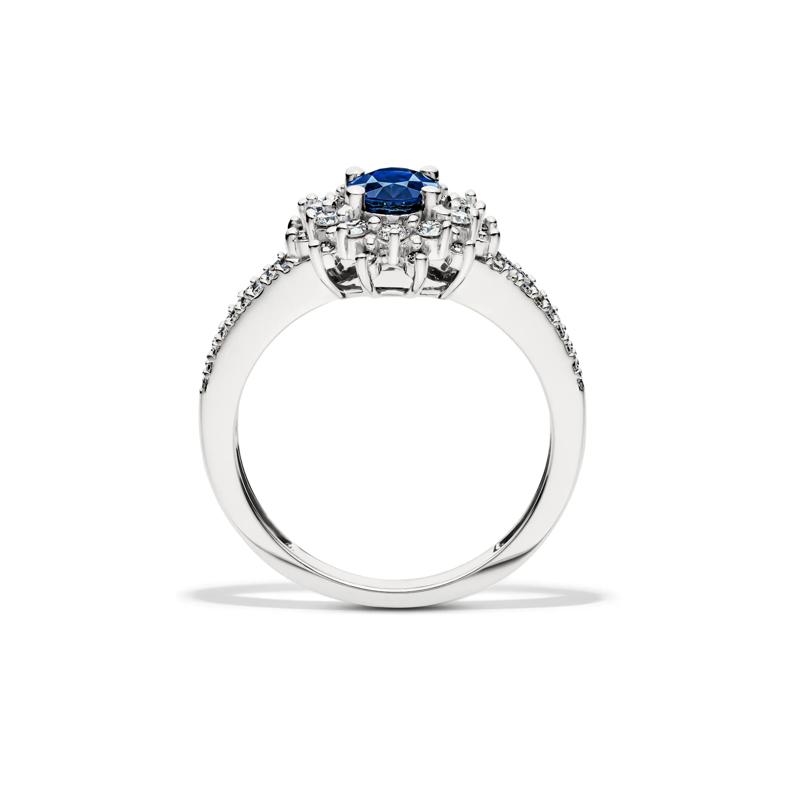 Blue Sapphire &amp; Diamond Halo Ring in 14K White Gold &#40;1/2 ct. tw.&#41; – Image 2 of 4