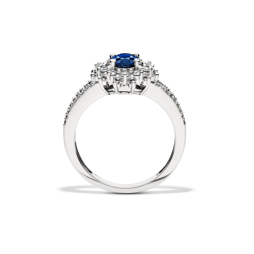 Blue Sapphire &amp; Diamond Halo Ring in 14K White Gold (1/2 ct. tw.) – Image 2 of 4