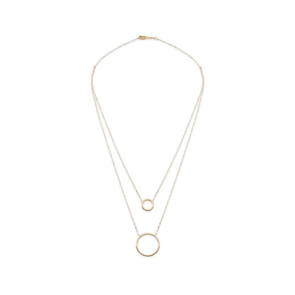 Double Circle Layered Necklace in 14K Yellow Gold – Image 3 of 4
