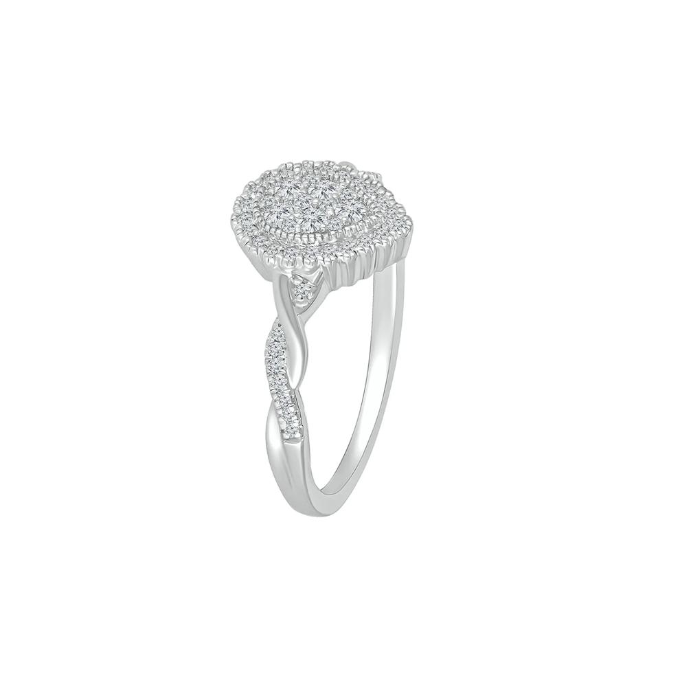 Pear-Shaped Promise Ring with Diamond Twist Band in Sterling Silver (1/4 ct. tw.) – Image 4 of 4