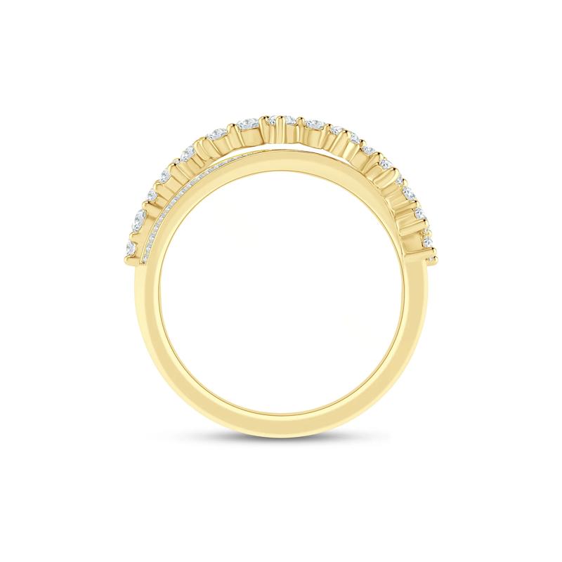 Round and Baguette Diamond Crossover Ring in 10K Yellow Gold &#40;3/4 ct. tw.&#41; – Image 2 of 3