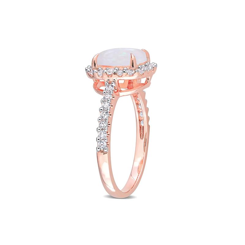 Opal &amp; White Topaz Ring in 10K Rose Gold – Image 3 of 5