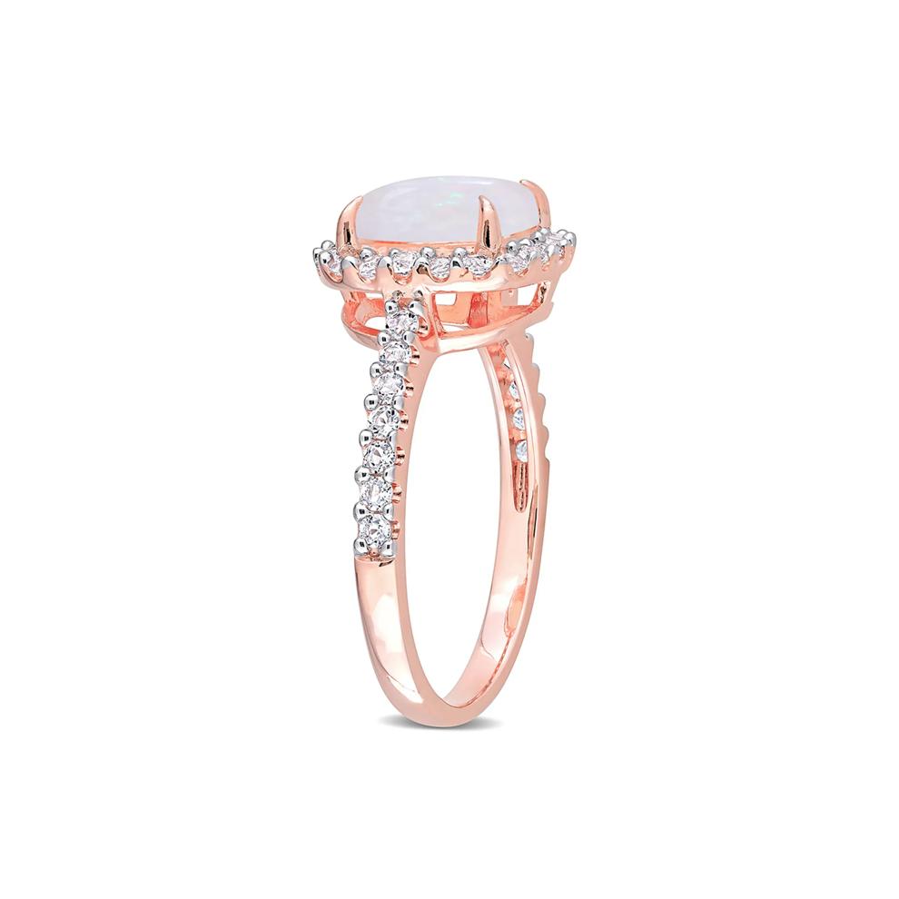 Opal &amp; White Topaz Ring in 10K Rose Gold – Image 3 of 5