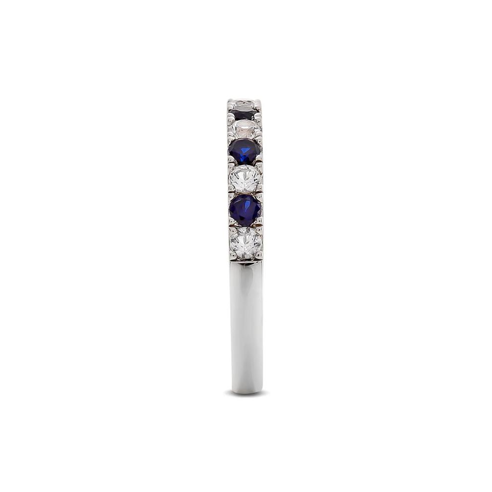 1/4 ct. tw. Diamond &amp; Sapphire Band in 10K White Gold – Image 3 of 3