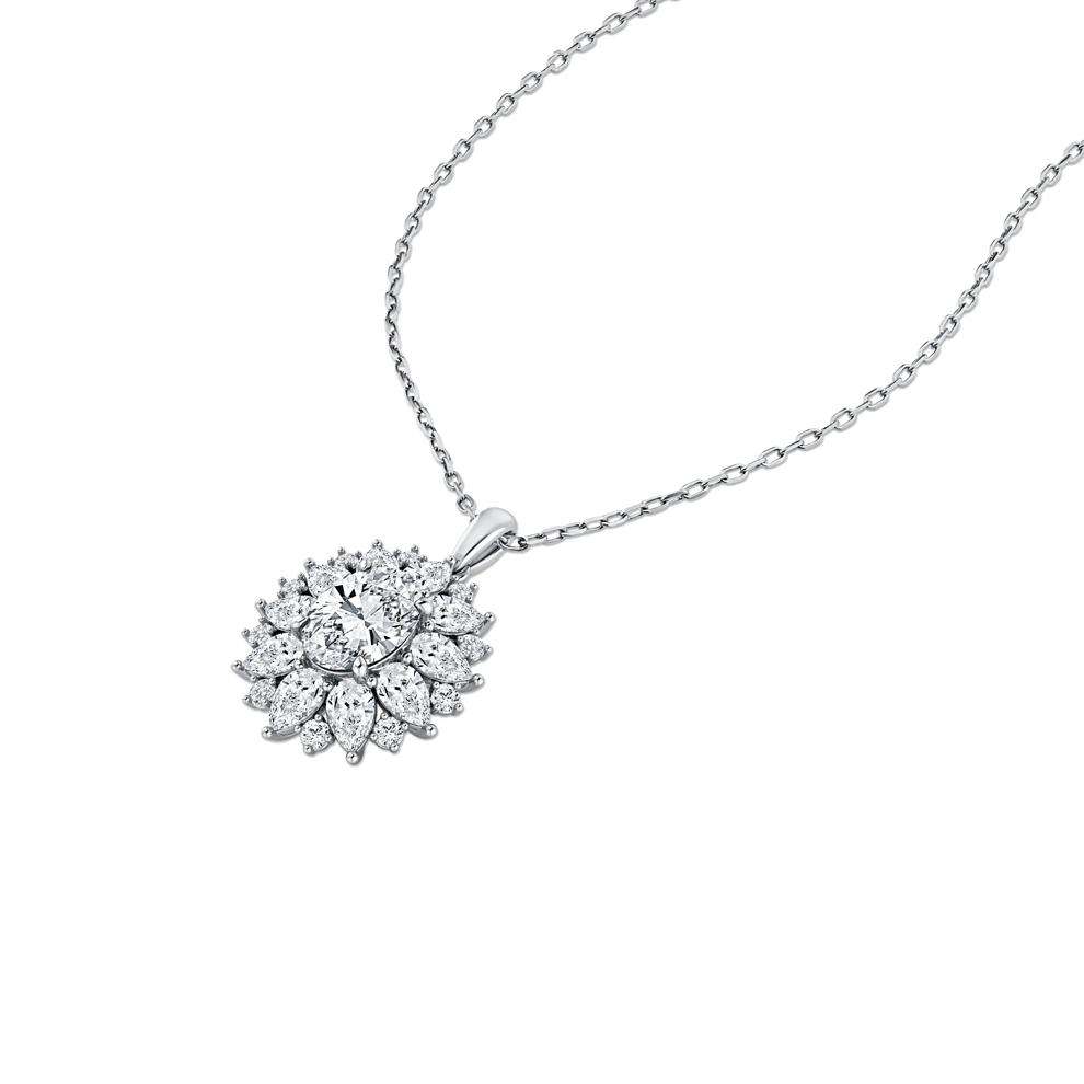 Lab Grown Diamond Double Halo Pendant Necklace in 10K White Gold (2 ct. tw.) – Image 2 of 4