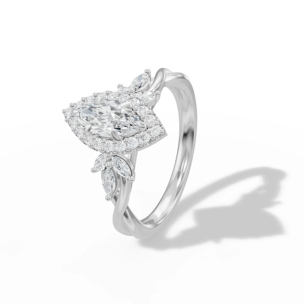 Diamond Marquise Halo Engagement Ring in 14K White Gold (7/8 ct. tw.) – Image 4 of 4