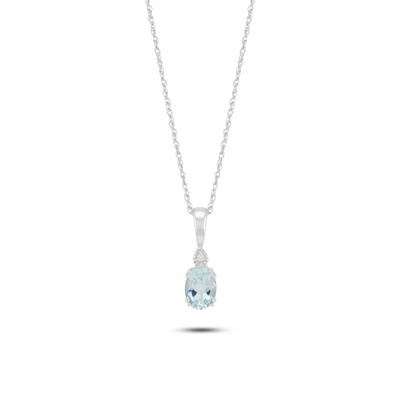 Aquamarine & Diamond Accent Pendant in 10K White Gold