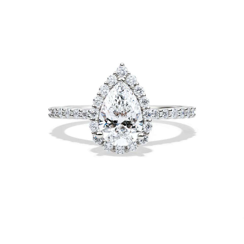Lab Grown Diamond Pear-Shaped Halo Engagement Ring in 14K White Gold (1 3/4 ct. tw.) – Image 1 of 5