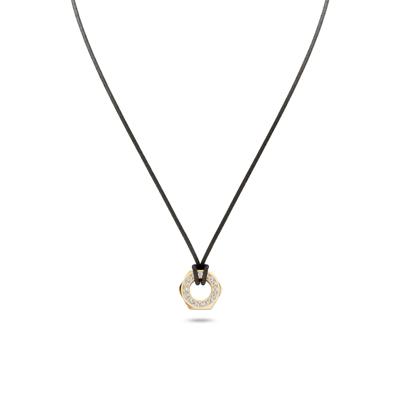 Men's Lab Grown Diamond Hex Nut Design Cord Pendant Necklace in 18K Gold Vermeil (1/2 ct. tw.)