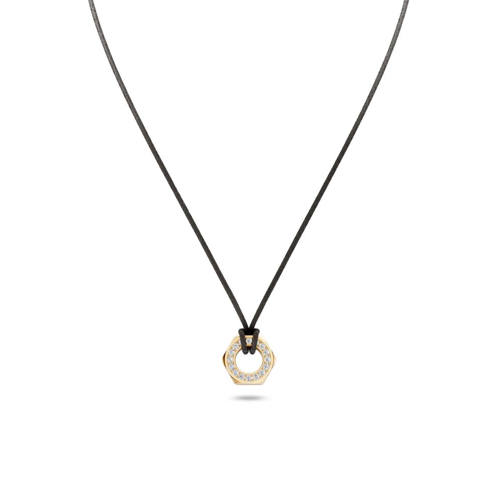 Men's Lab Grown Diamond Hex Nut Design Cord Pendant Necklace in Vermeil (1/2 ct. tw.) – Image 1 of 4