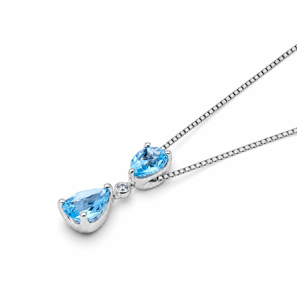 Swiss Blue Topaz &amp; Lab-Created White Sapphire Pendant Necklace in Sterling Silver – Image 4 of 4