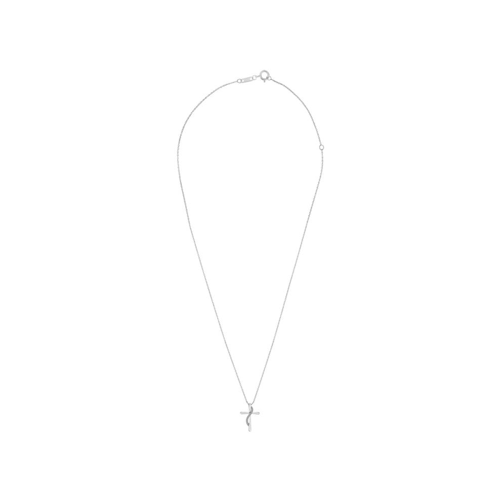 Diamond Accent Journey Cross Pendant in 10K White Gold – Image 3 of 4