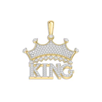 Men's Lab Grown Diamond King Charm in 10K Yellow Gold (1/3 ct. tw.)
