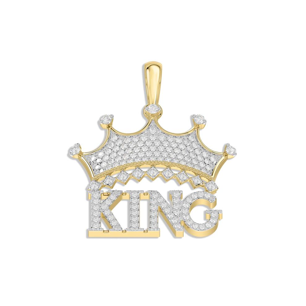 Men's Lab Grown Diamond King Charm in 10K Yellow Gold (1/3 ct. tw.) – Image 1 of 2