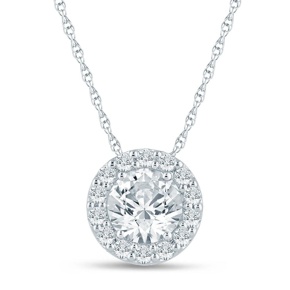 Lab Grown Diamond Halo Pendant in Platinum (1 1/4 ct. tw.) – Image 1 of 2