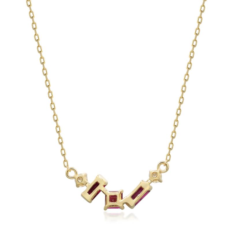 Ruby and Diamond Necklace in 10K Yellow Gold &#40;1/10 ct. tw.&#41; – Image 3 of 3