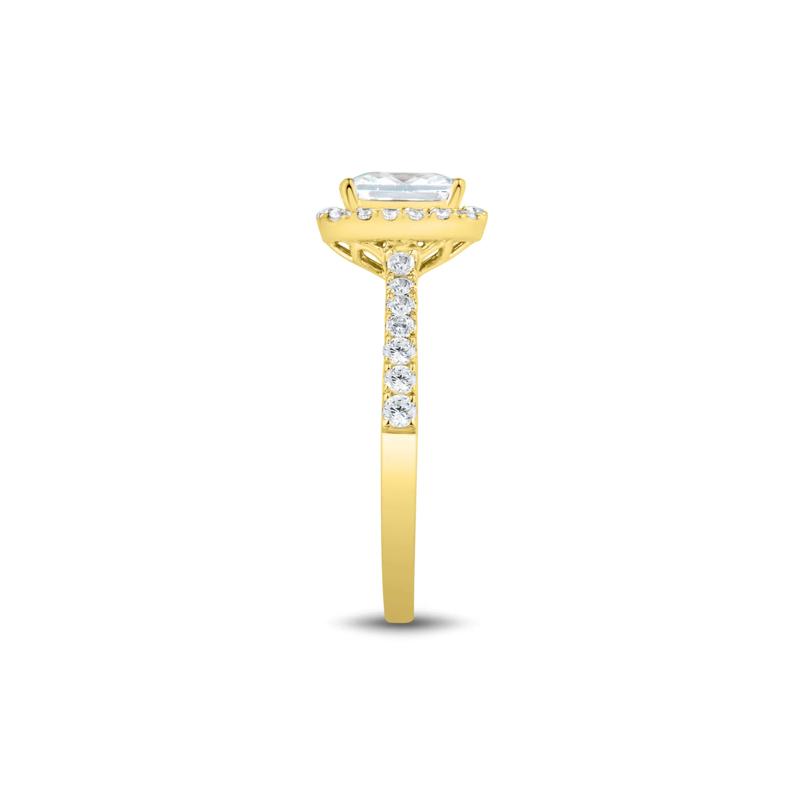 Lab Grown Diamond Emerald-Cut Halo Engagement Ring in 14K Yellow Gold &#40;1 1/2 ct. tw.&#41; – Image 3 of 3