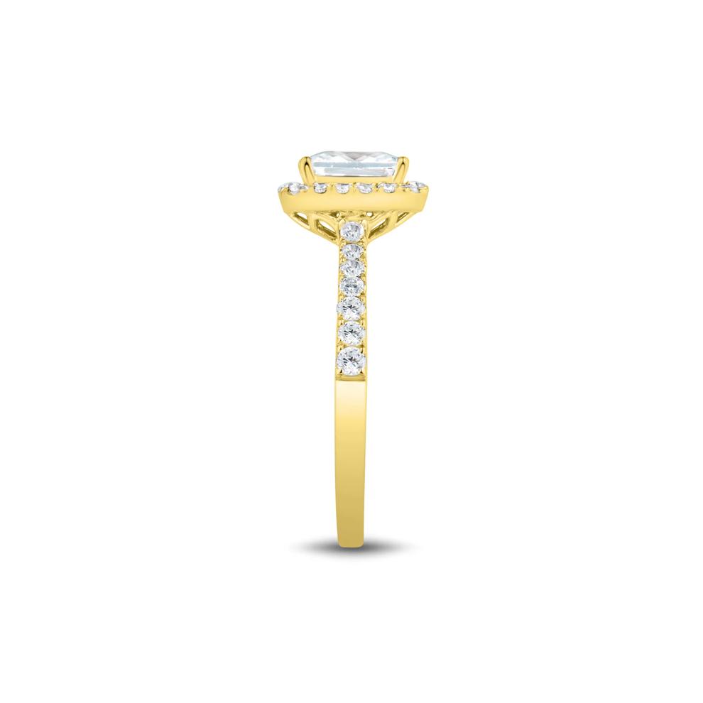 Lab Grown Diamond Emerald-Cut Halo Engagement Ring in 14K Yellow Gold (1 1/2 ct. tw.) – Image 3 of 3
