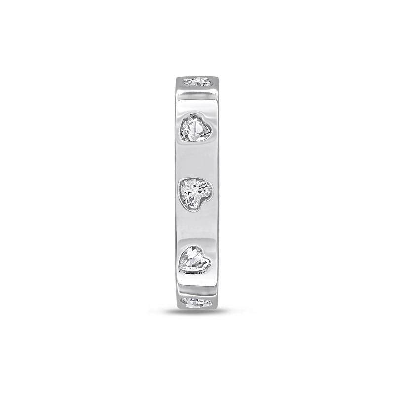 Heart-Shaped Lab-Created White Sapphire Eternity Band in Sterling Silver – Image 3 of 7