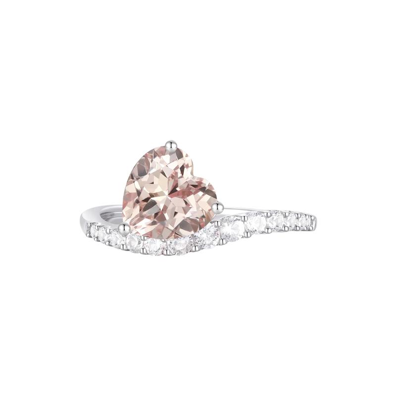 Heart-Shaped Lab-Created Champagne Sapphire and Lab-Created White Sapphire Box Set in Sterling Silver – Image 6 of 7
