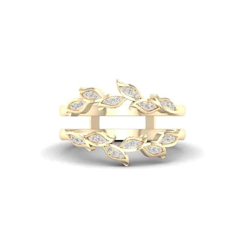 Diamond Leaf Ring Insert in 14K Yellow Gold &#40;1/8 ct. tw.&#41; – Image 1 of 5