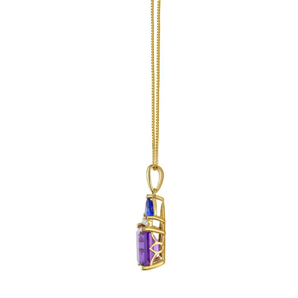Amethyst, Tanzanite and Diamond Accent Pendant in 10K Yellow Gold – Image 2 of 4