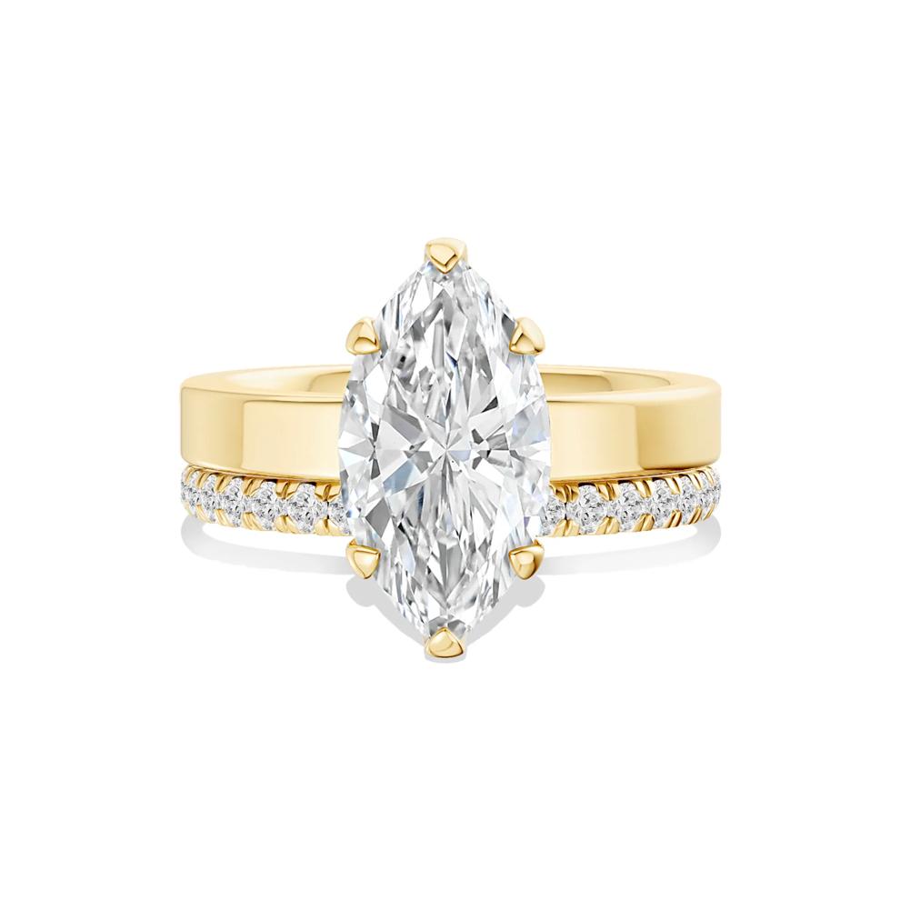 Lab Grown Diamond Marquise Center Engagement Set in 14K Yellow Gold (4 ct. tw.) – Image 1 of 6