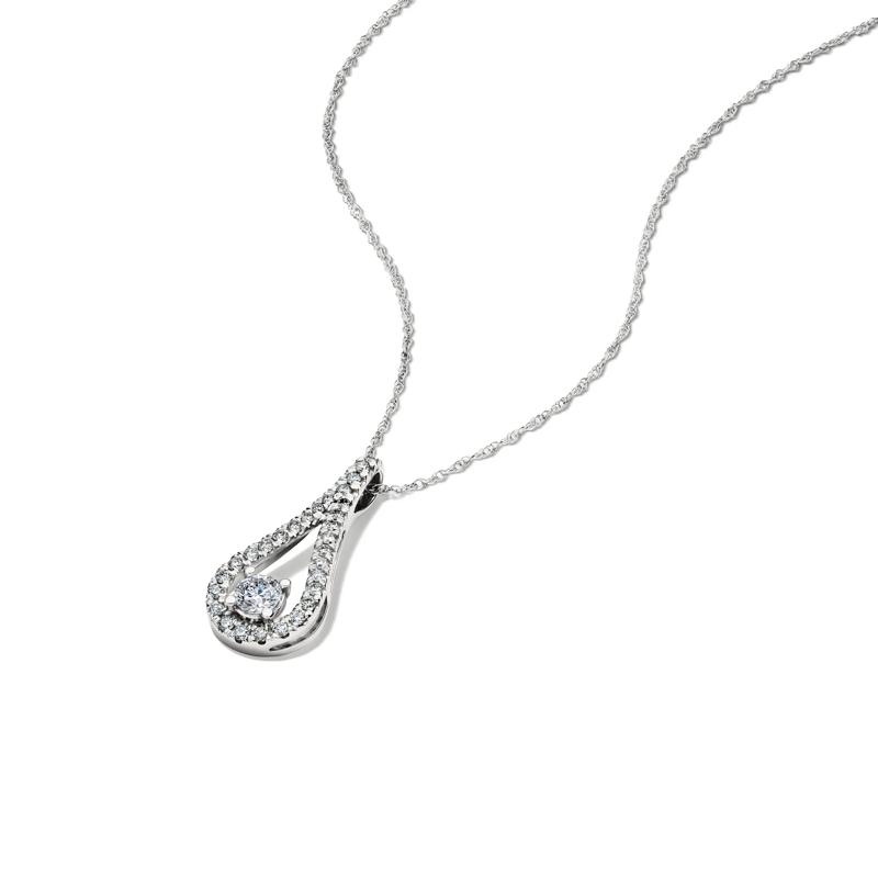 Lab Grown Diamond Drop Pendant in 14K White Gold &#40;3/8 ct. tw.&#41; – Image 4 of 4