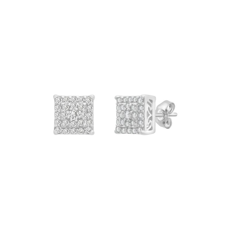 Diamond Cluster Stud Earrings in Sterling Silver &#40;1/4 ct. tw.&#41; – Image 1 of 1