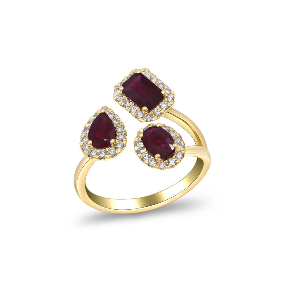Ruby and Diamond Bypass Ring in 14K Yellow Gold (1/3 ct. tw.) – Image 4 of 5