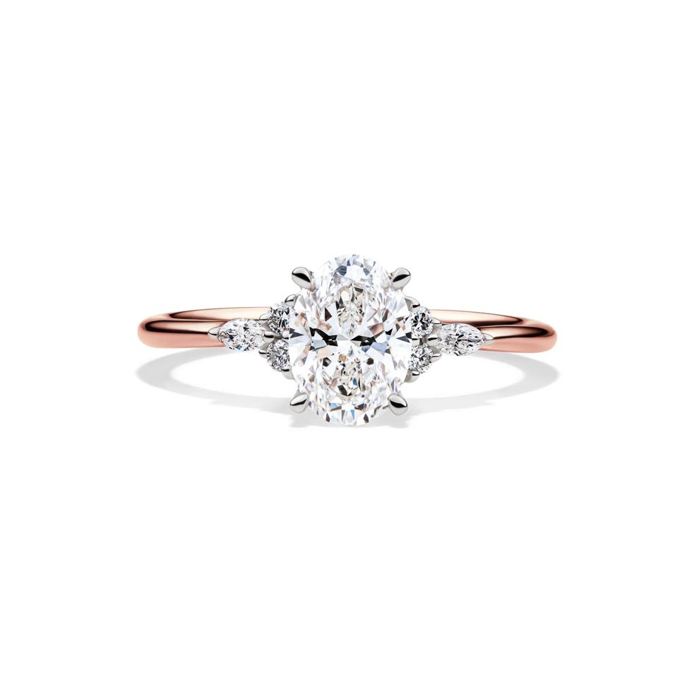 Lab Grown Diamond Oval Engagement Ring in 14K Rose and White Gold (1 ct. tw.) – Image 1 of 4
