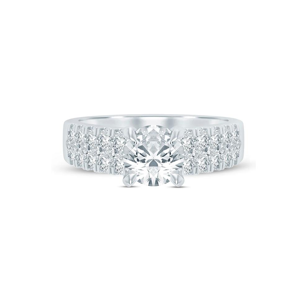Lab Grown Diamond Double-Row Semi-Mount Ring in 14K White Gold (1 ct. tw.) – Image 1 of 6