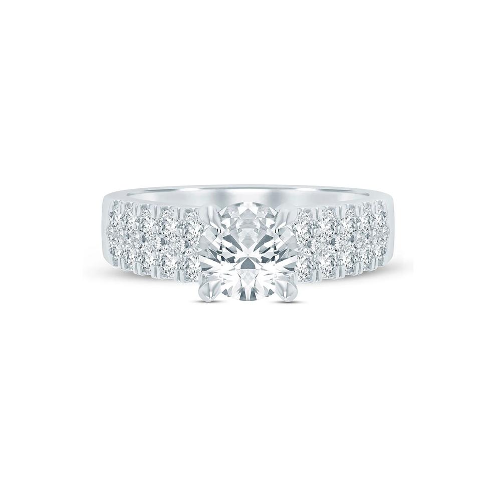 Lab Grown Diamond Double-Row Semi-Mount Ring in 14K White Gold (1 ct. tw.) – Image 1 of 6