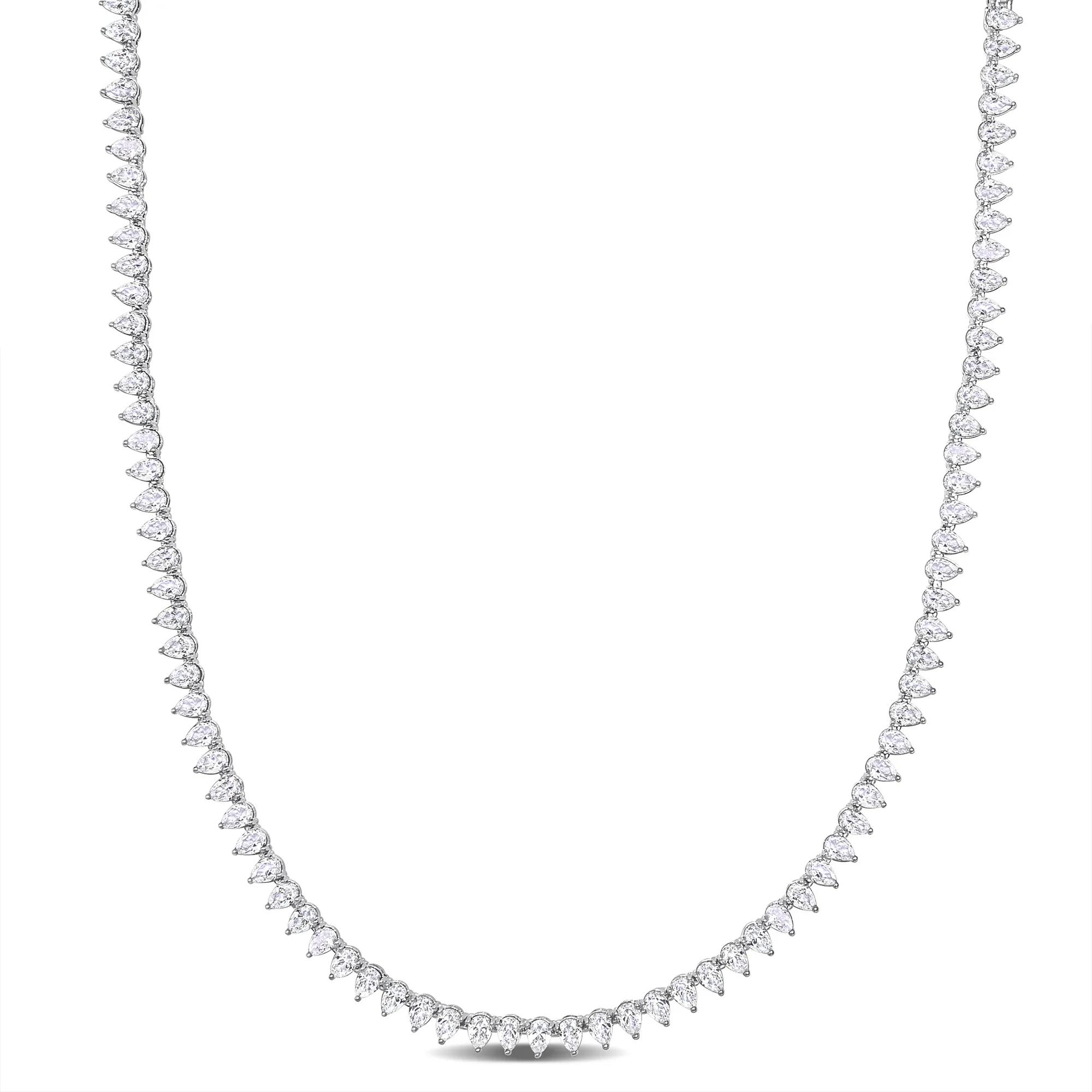 Lab-Created White Sapphire Tennis Necklace in Sterling Silver