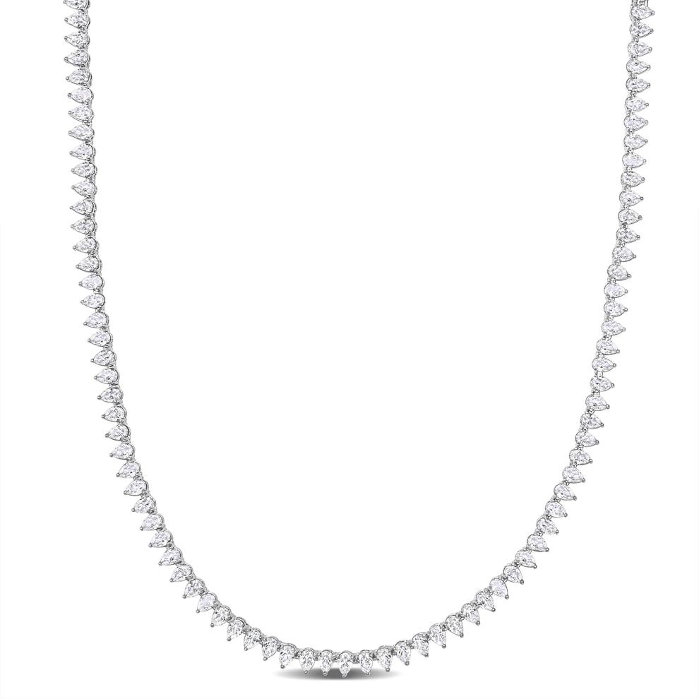 Lab-Created White Sapphire Tennis Necklace in Sterling Silver, 18&rdquo;  – Image 1 of 5