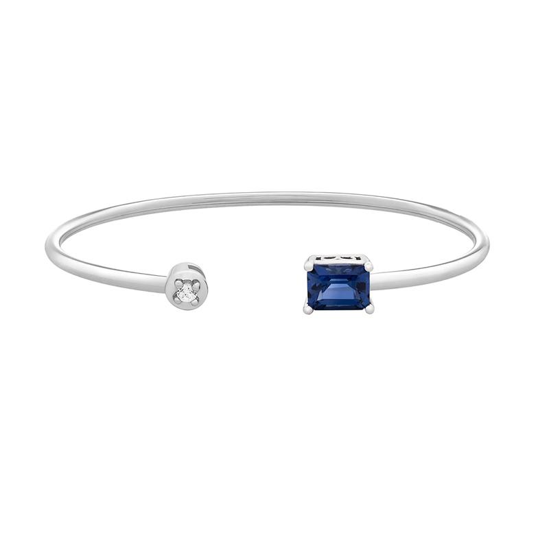 Lab Created Blue &amp; White Sapphire Bangle Bracelet in Sterling Silver – Image 1 of 1