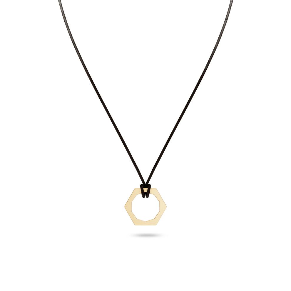 Men's Hex Nut Cord Pendant Necklace in Vermeil – Image 1 of 4