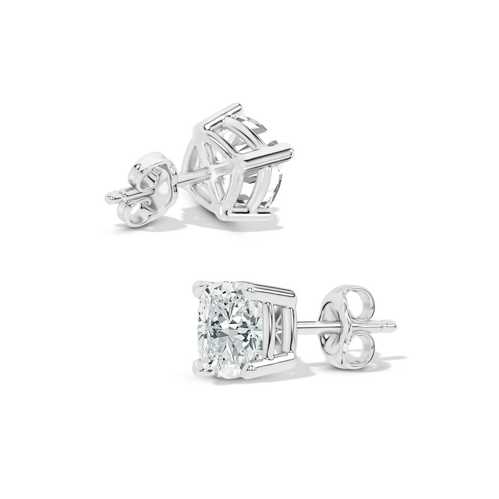 Lab Grown Diamond Cushion Solitaire Stud Earrings in 10K White Gold (4 ct. tw.) – Image 2 of 2