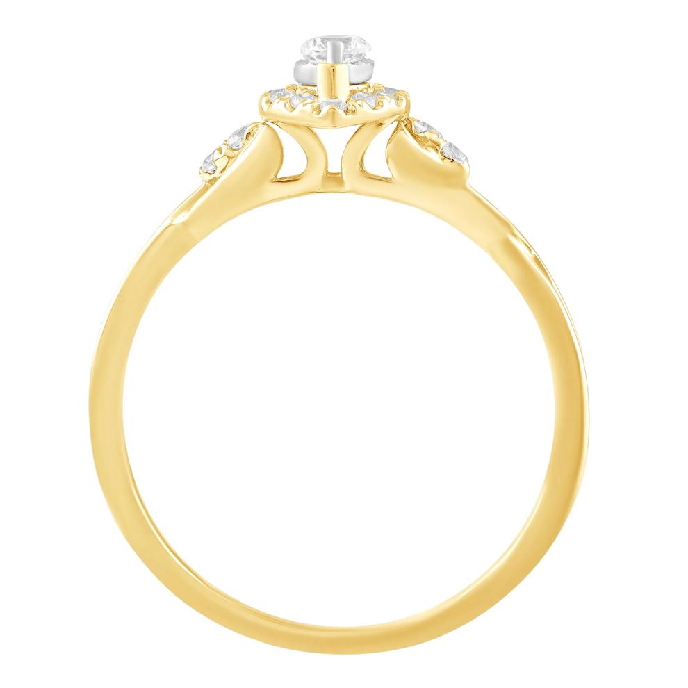 Diamond Marquise Halo Promise Ring in 10K Yellow &amp; White Gold (1/5 ct. tw.) – Image 2 of 3